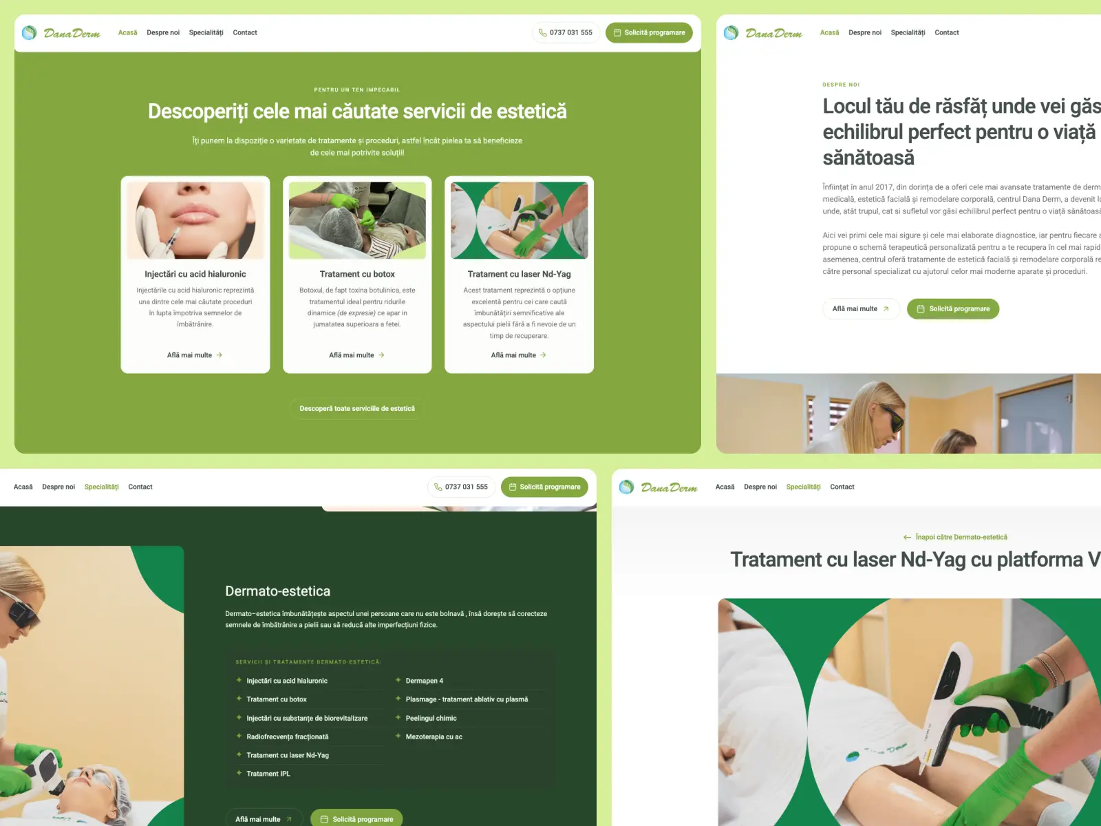 Redesign website clinică dermatologică DanaDerm – pagini interne și secțiuni principale